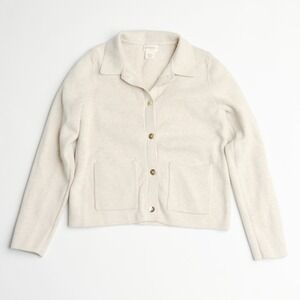 J. CREW Crewcuts Cardigan Sweater Girls Sz 6-7 Cream Cotton Preppy Gold Buttons
